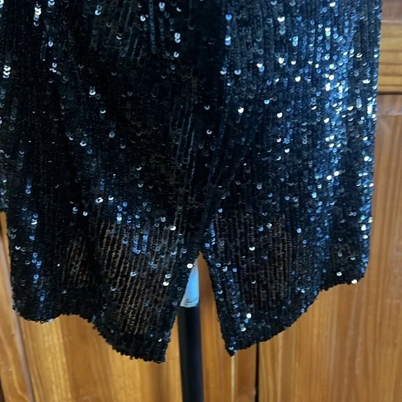 Caroline Rose Black Sequin Caftan Top - Picture 6 of 11